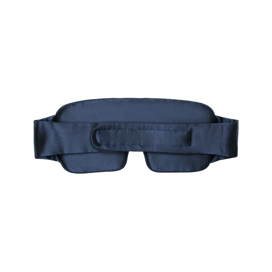 Adjustable dark blue silk sleep eye mask for side, stomach sleeper