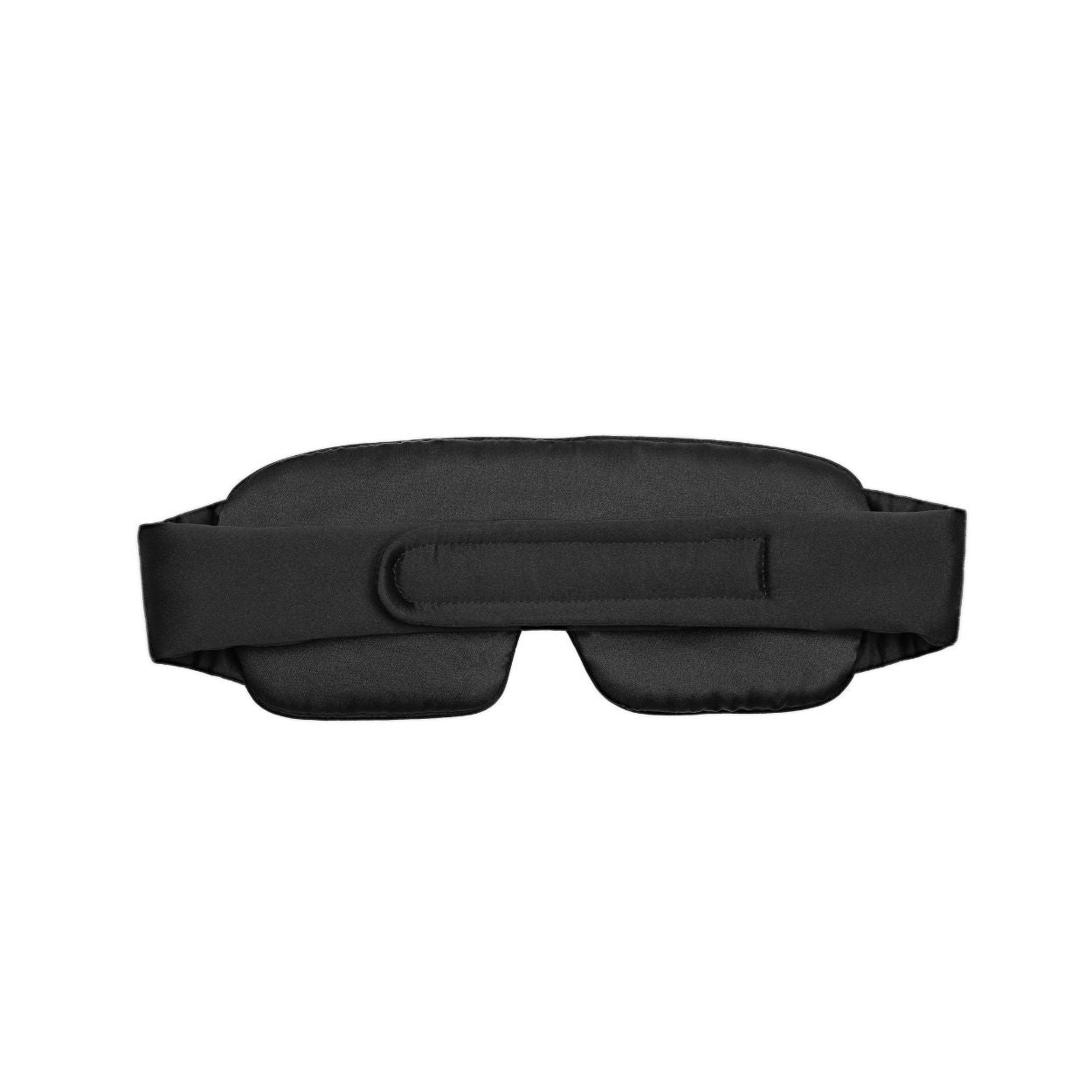 Adjustable black silk sleep eye mask for side, stomach sleeper