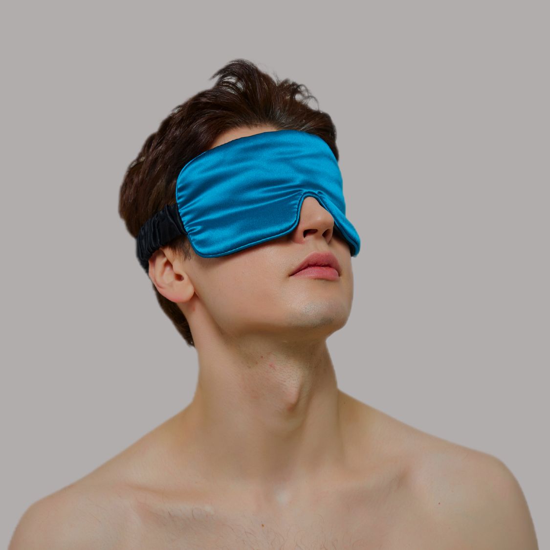 Black and jewel blue silk sleep eye mask