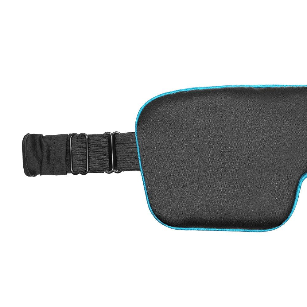 Black and jewel blue silk sleep eye mask
