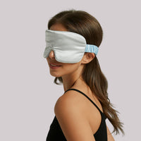 Light blue and silver grey silk sleep eye mask