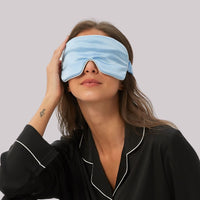 Light blue and silver grey silk sleep eye mask