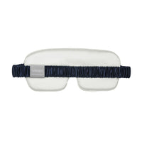 Dark blue and natural white silk sleep eye mask