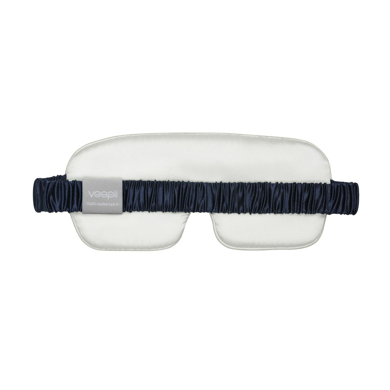 Dark blue and natural white silk sleep eye mask