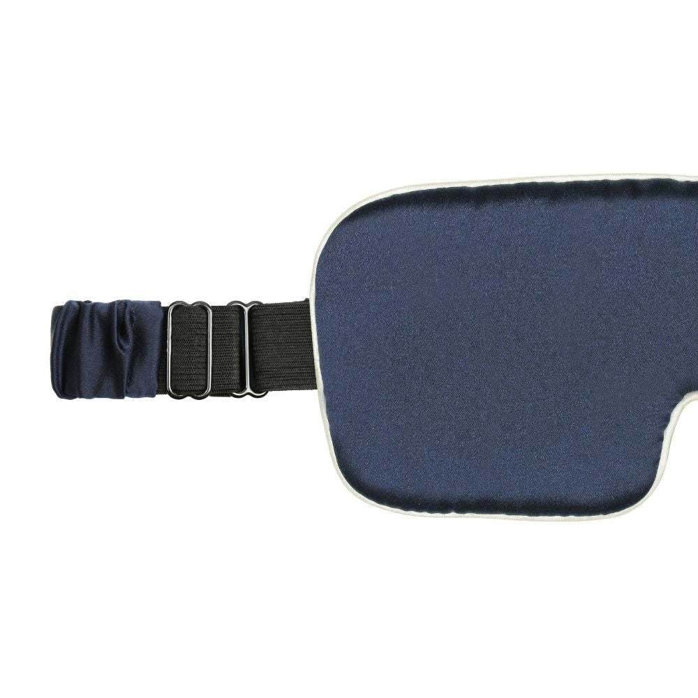 Dark blue and natural white silk sleep eye mask