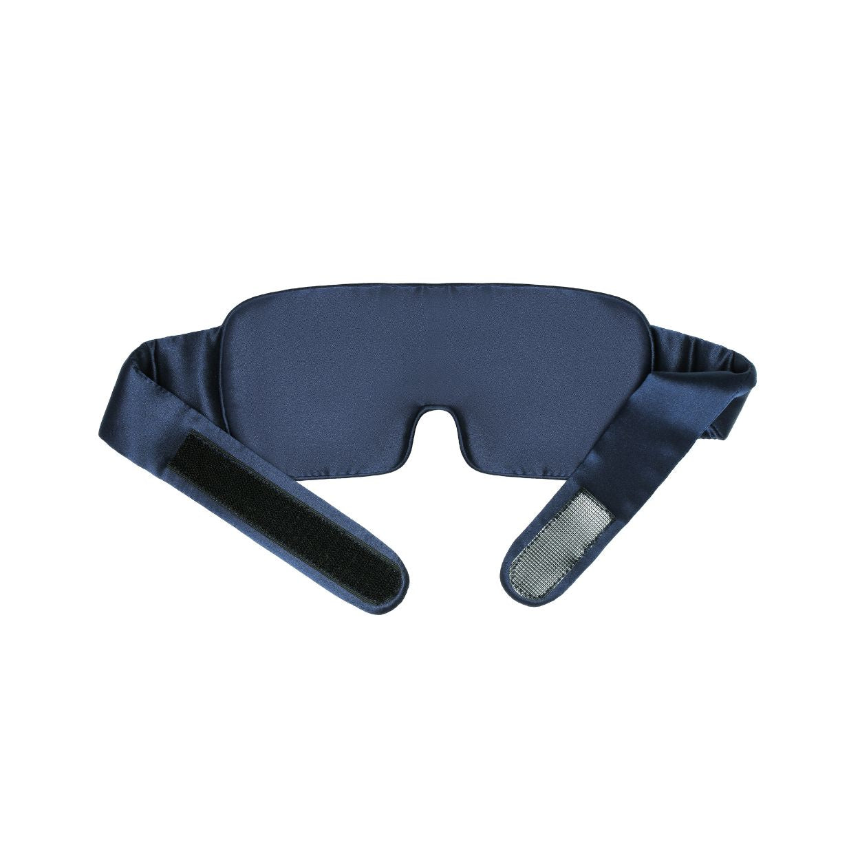 Adjustable dark blue silk sleep eye mask for side, stomach sleeper