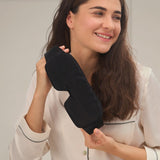 Adjustable black silk sleep eye mask for side, stomach sleeper