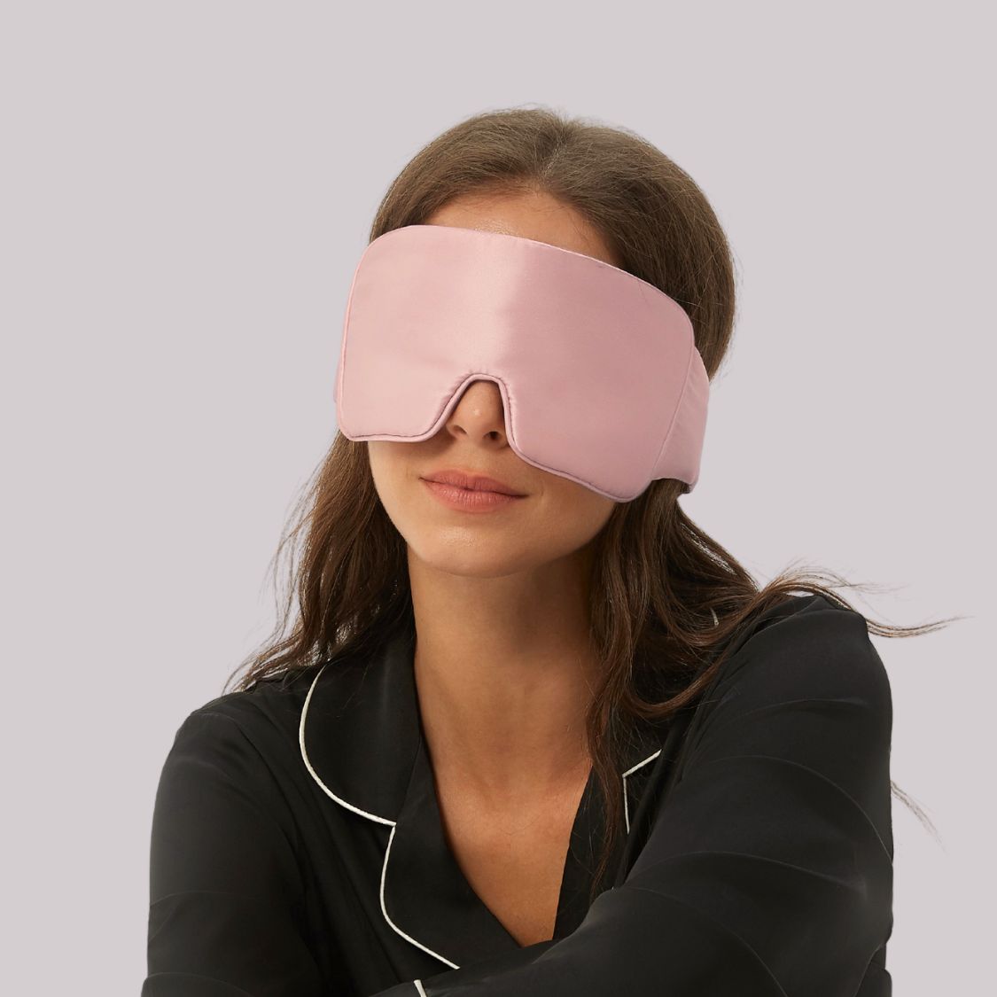 pink silk sleep eye mask for side, stomach sleeper 