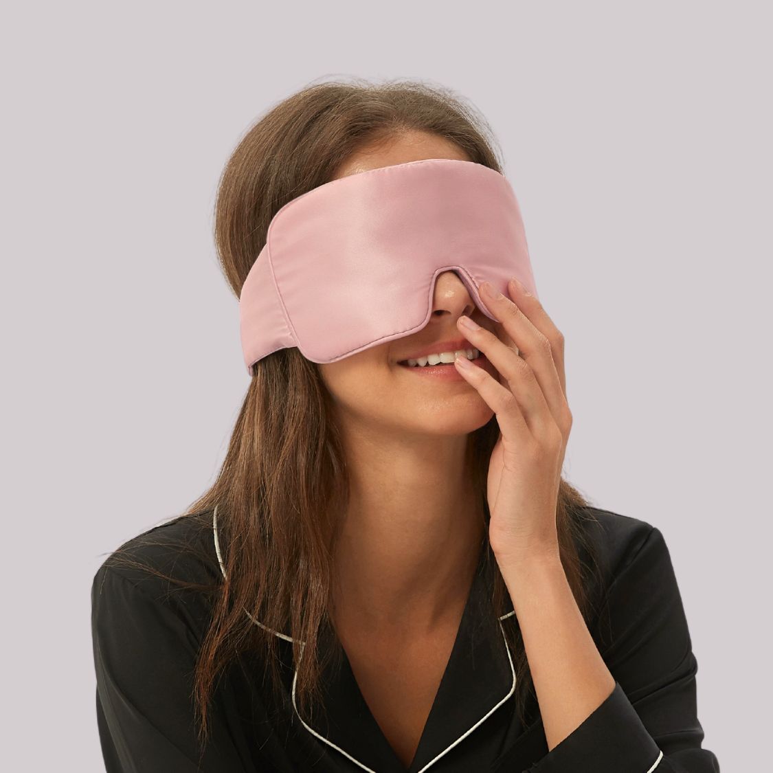 pink silk sleep eye mask for side, stomach sleeper 